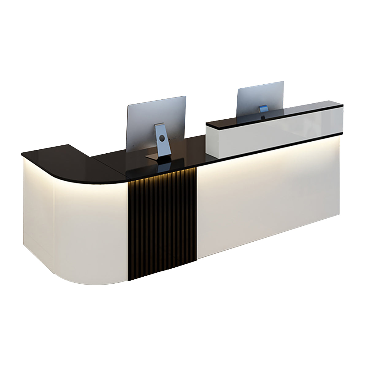 PQT3809 Modern L-Shaped Reception Desk with Ambient Lighting for Shops, Offices, and Hotels (120cm–400cm) 1