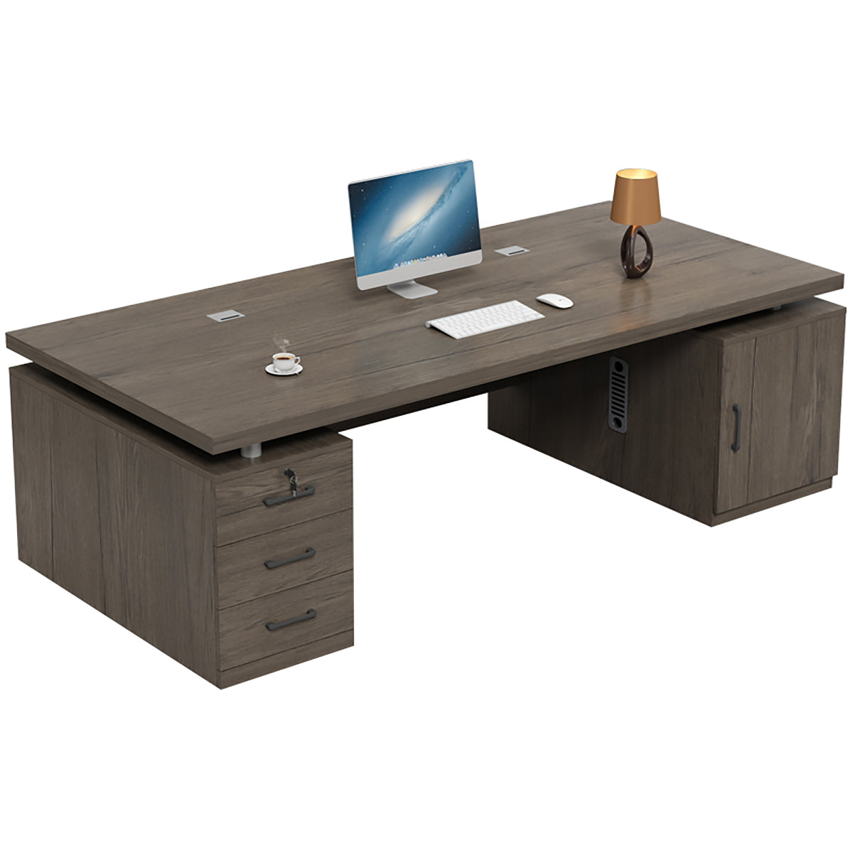 PZZ18 Modern Executive Office Desk Set with Double Cabinets and Chair for Compact Workspaces 1