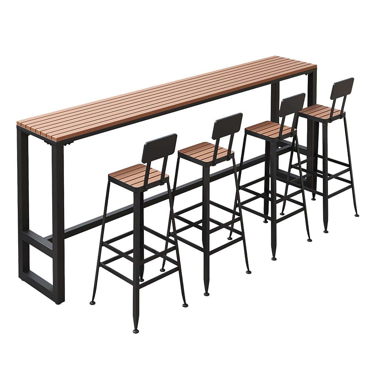 PZZ2 Outdoor Tall Table and Bar Stool Set with Weather-Resistant Timber Design for Patio, Garden, and Balcony 1